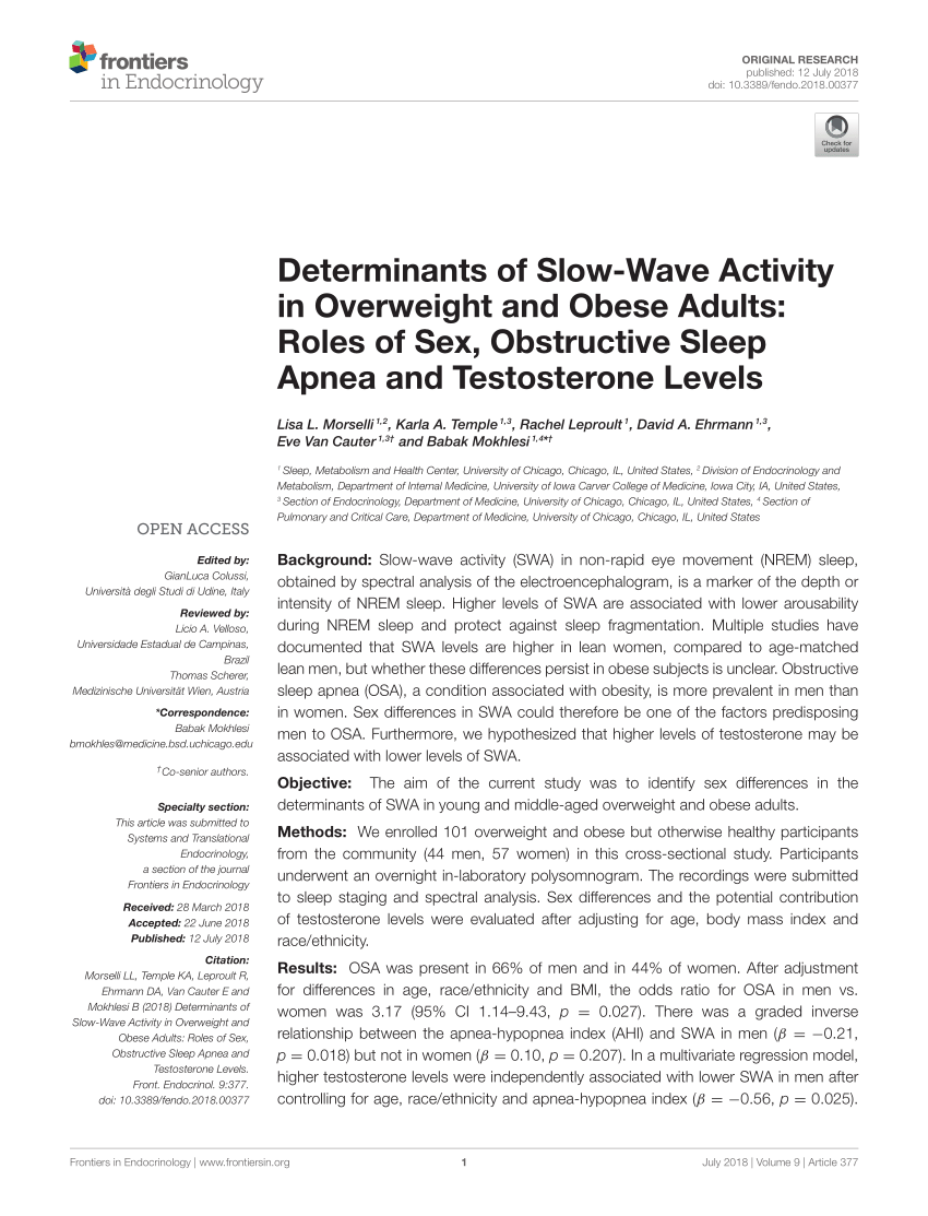 Pdf Determinants Of Slow Wave Activity In Overweight And Obese Adults Roles Of Sex 5094