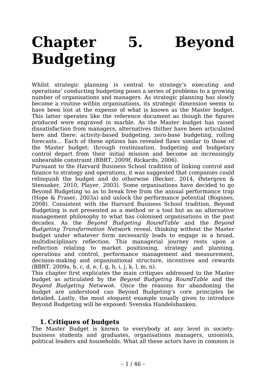 Beyond Budgeting Or Budgeting Reconsidered A Survey Of North - beyond budgeting or budgeting reconsidered a survey of north american budgeting practice murray r lindsay request pdf