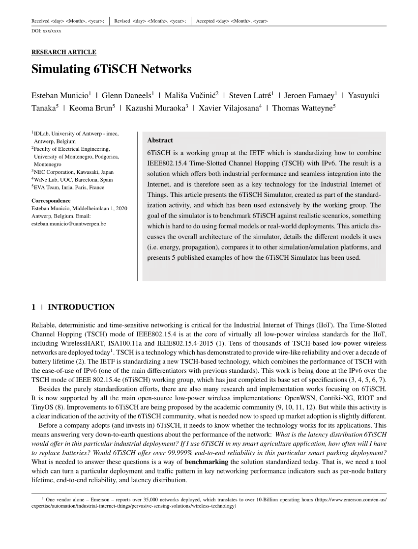 PDF Simulating 6TiSCH networks 