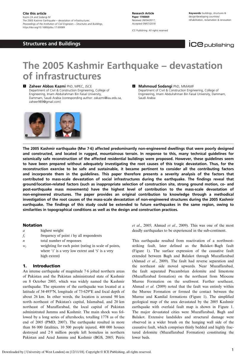 kashmir pakistan earthquake 2005 case study