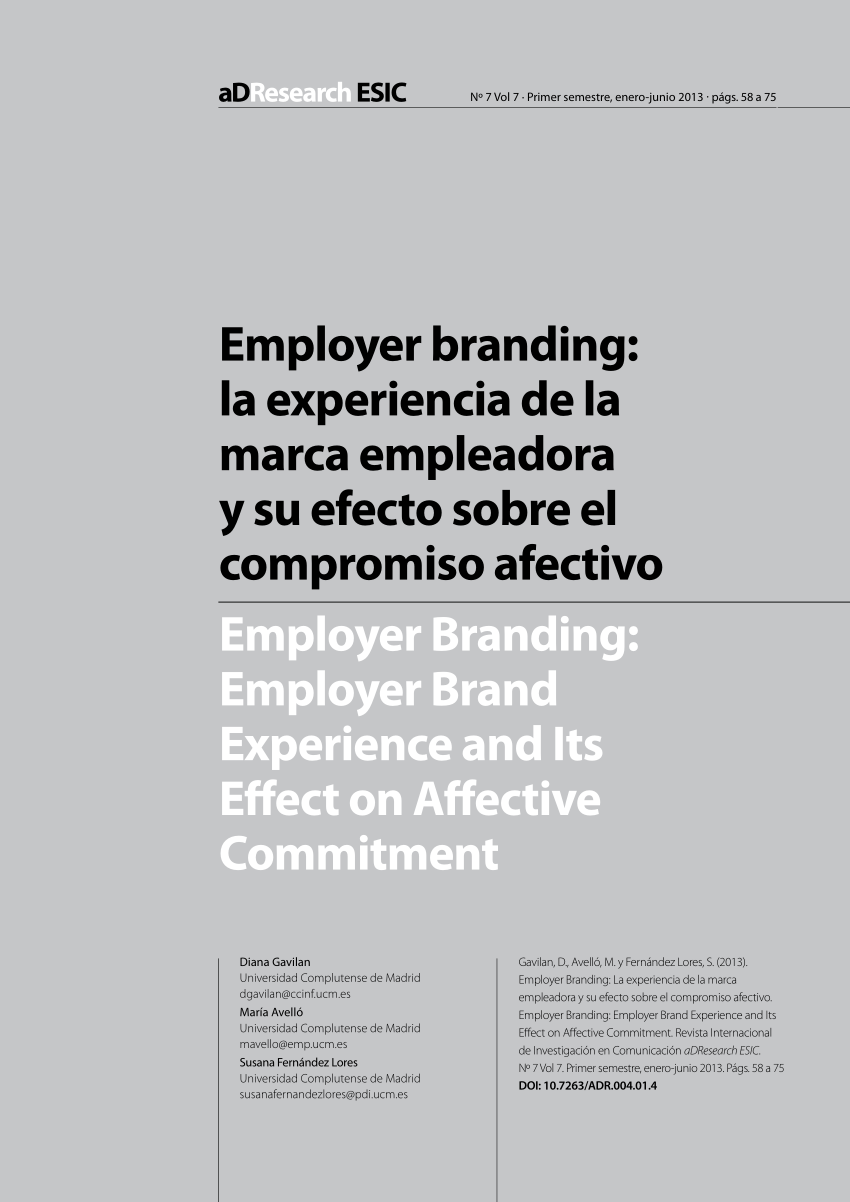 PDF) Employer branding: la experiencia de la marca empleadora y su
