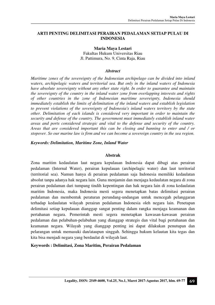 (PDF) ARTI PENTING DELIMITASI PERAIRAN PEDALAMAN SETIAP PULAU DI INDONESIA