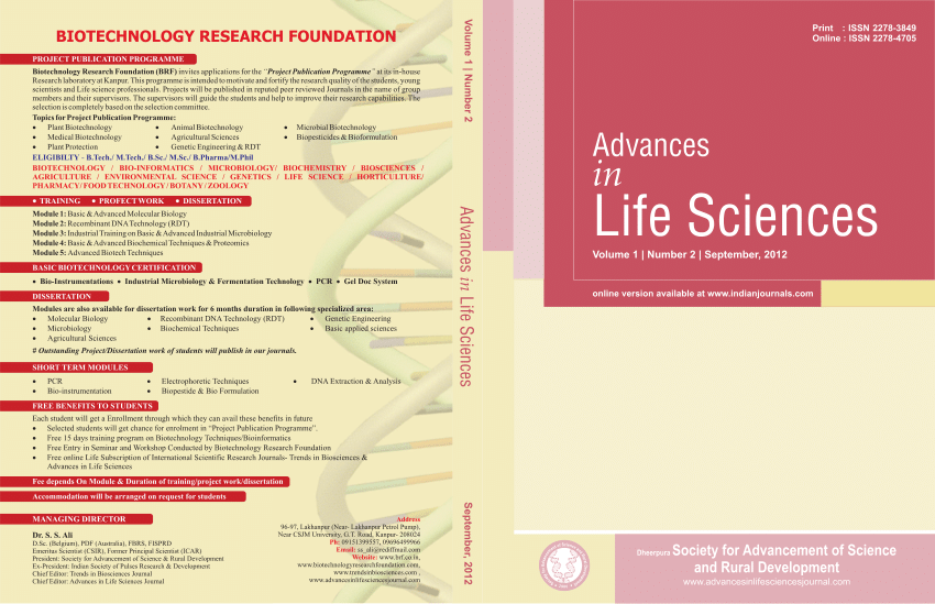 recent research paper on life sciences