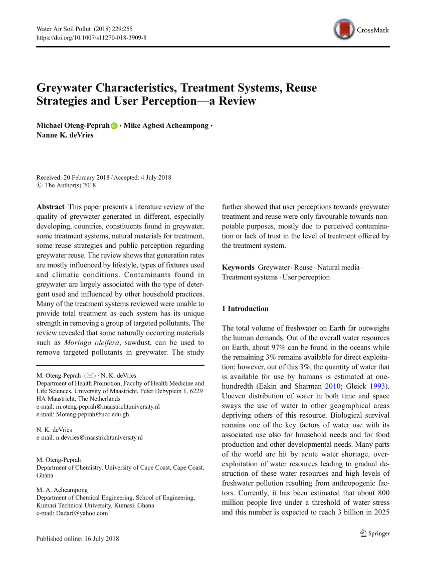 literature review on greywater treatment