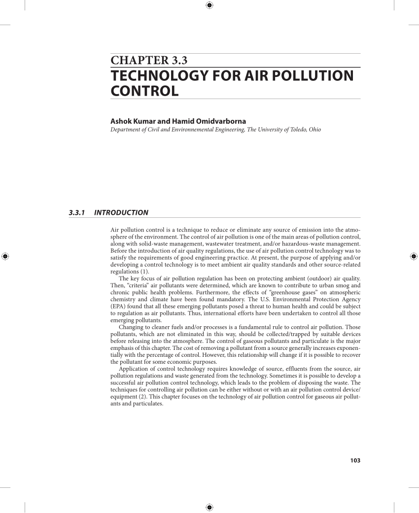 air pollution control technology research paper