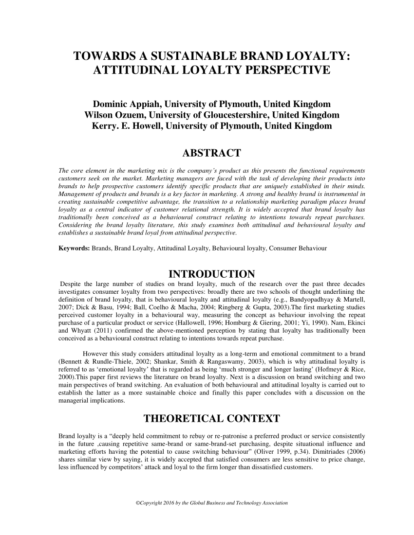 brand loyalty thesis pdf