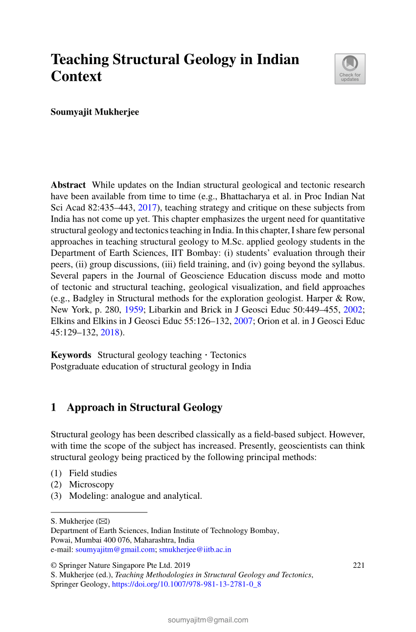 (PDF) Teaching Structural Geology in Indian Context