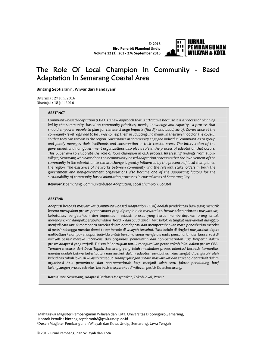 Pdf The Role Of Local Champion In Community Based