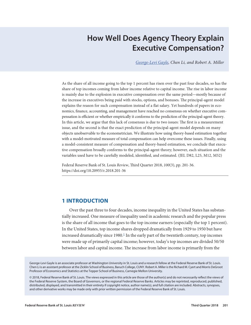 PDF) How Well Does Agency Theory Explain Executive Compensation?