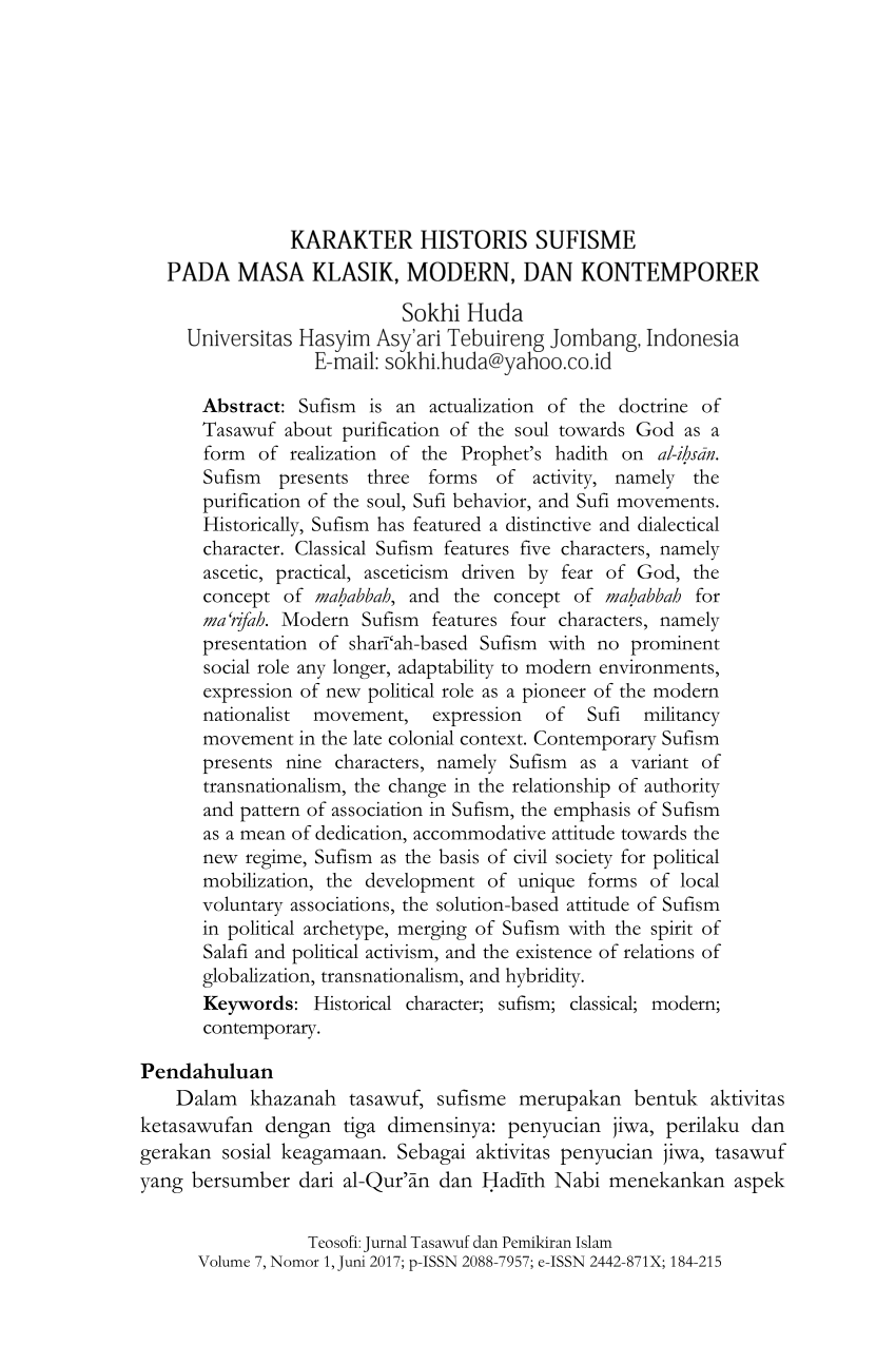 PDF Karakter Historis Sufisme Pada Masa Klasik Modern Dan Kontemporer