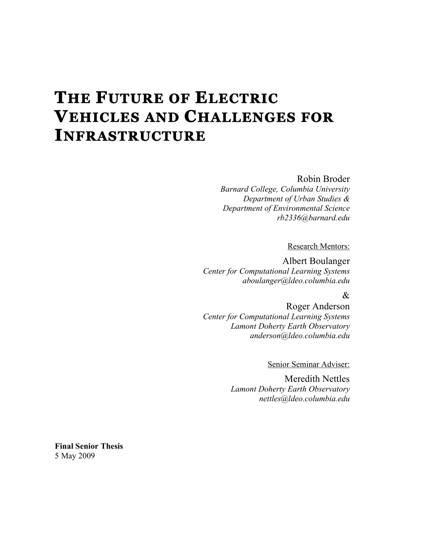 (PDF) THE FUTURE OF ELECTRIC VEHICLES AND CHALLENGES FOR INFRASTRUCTURE