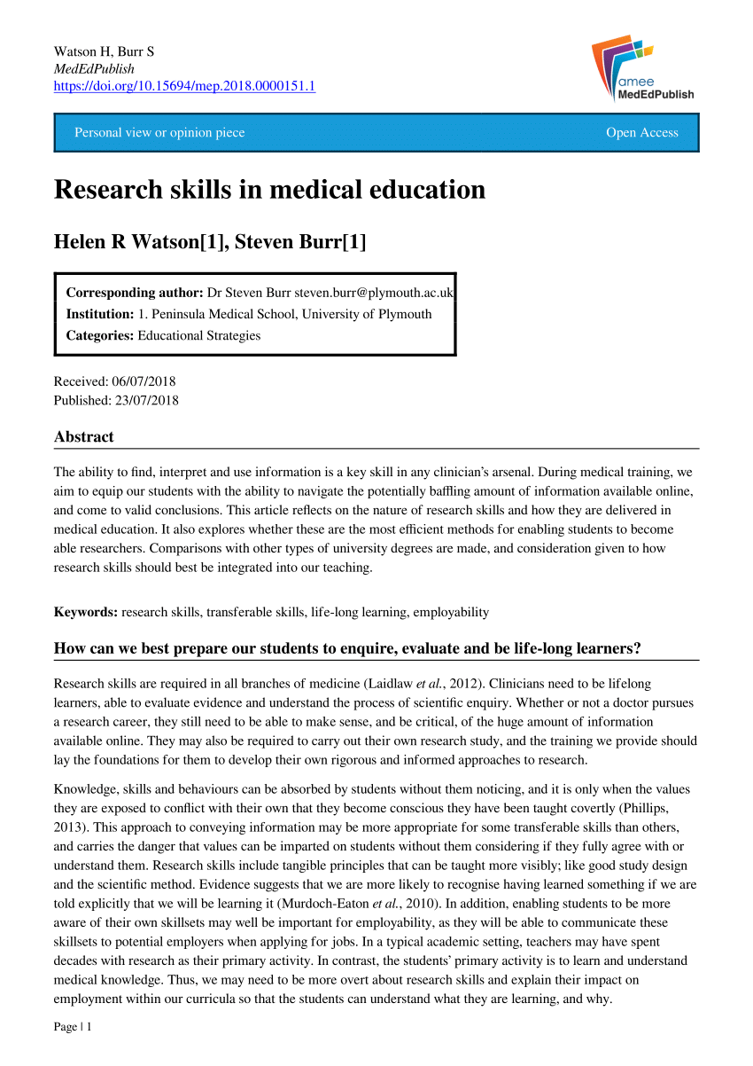 medicine research skills