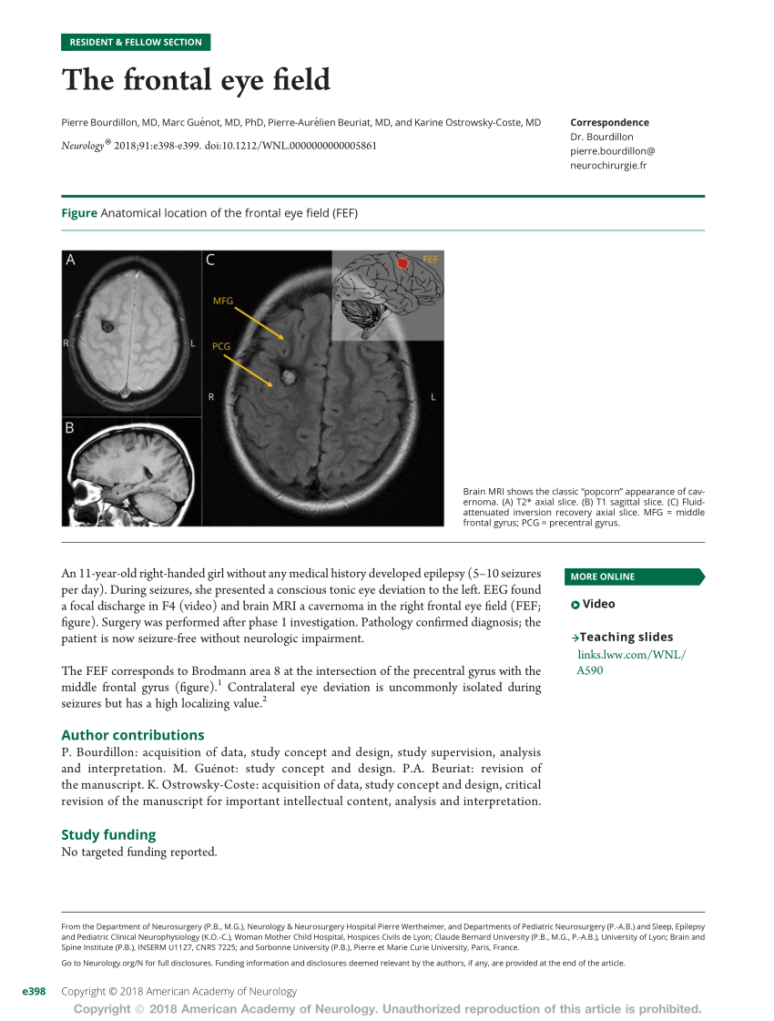 Pdf The Frontal Eye Field 2609