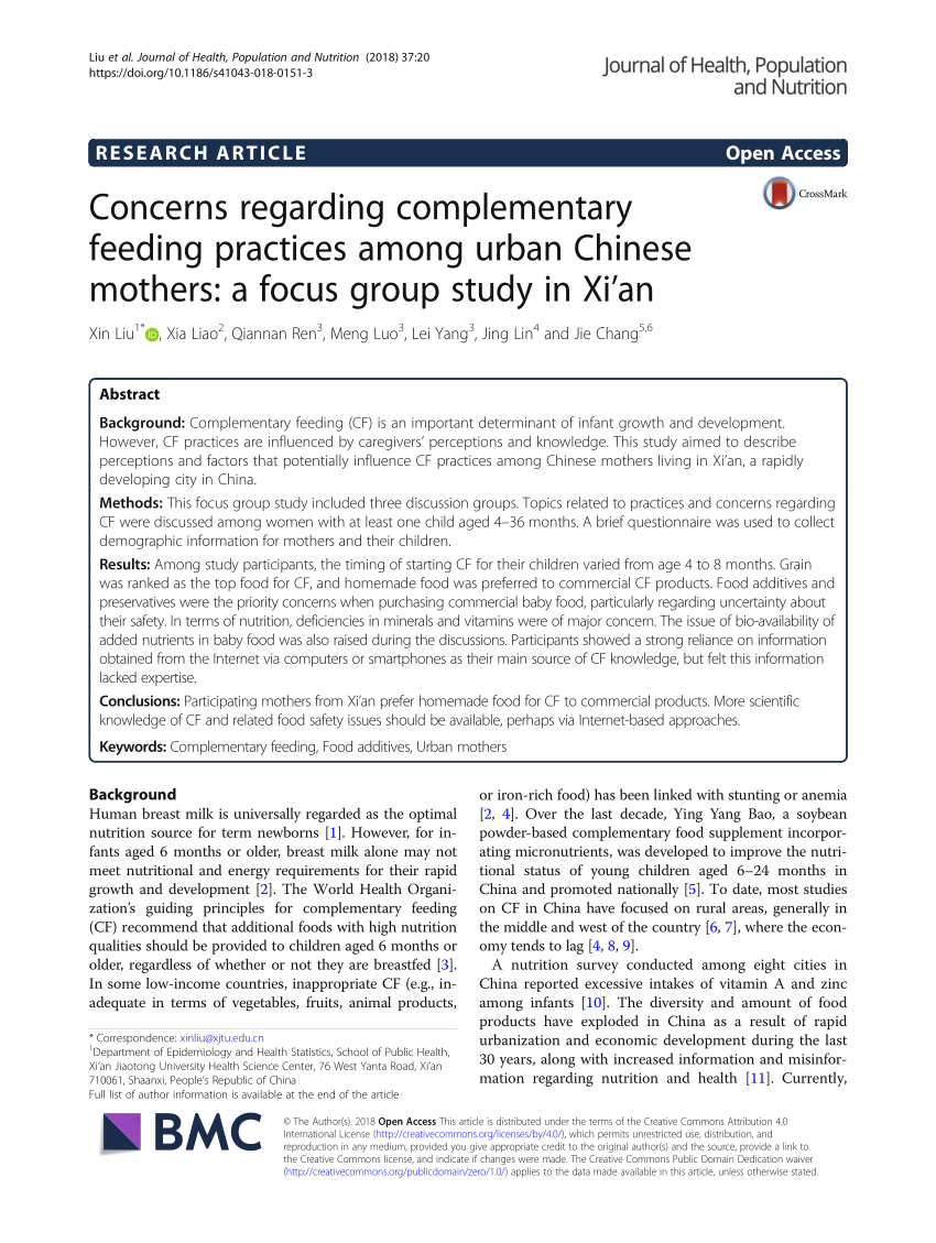 PDF Concerns regarding complementary feeding practices among  