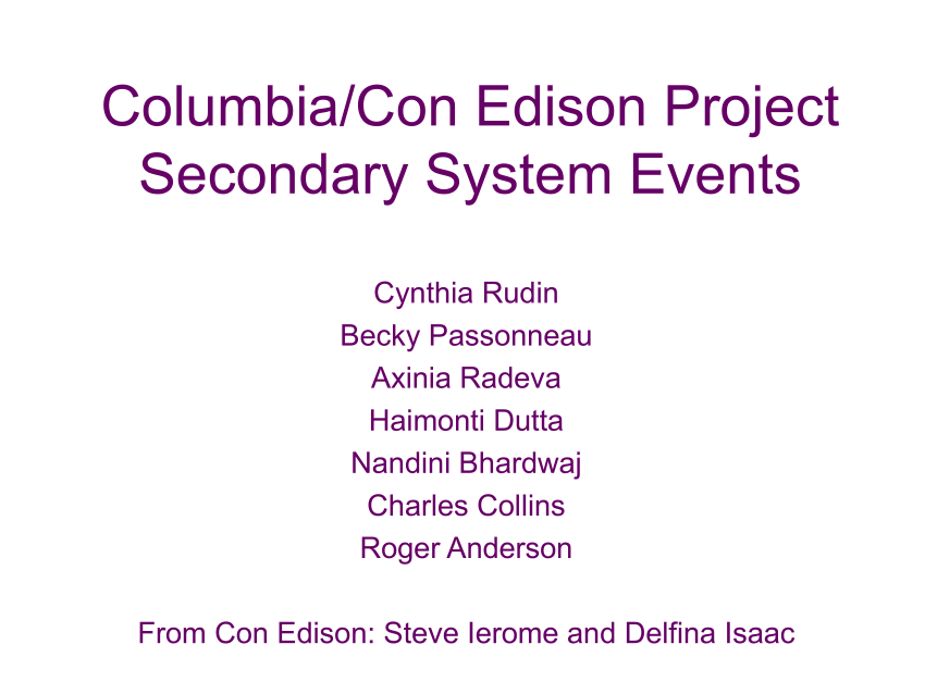  PDF Columbia Con Edison Project Secondary System Events