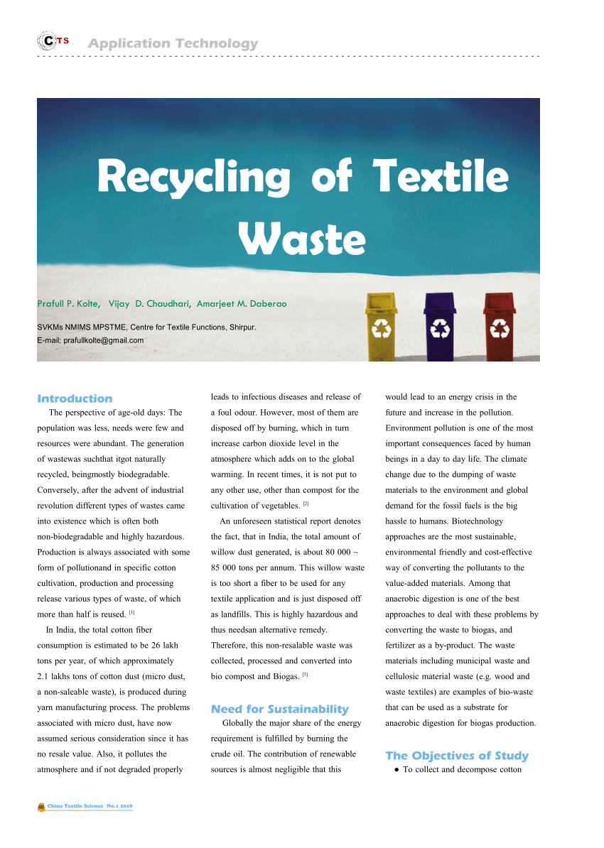 (PDF) Recycling of Textile Waste