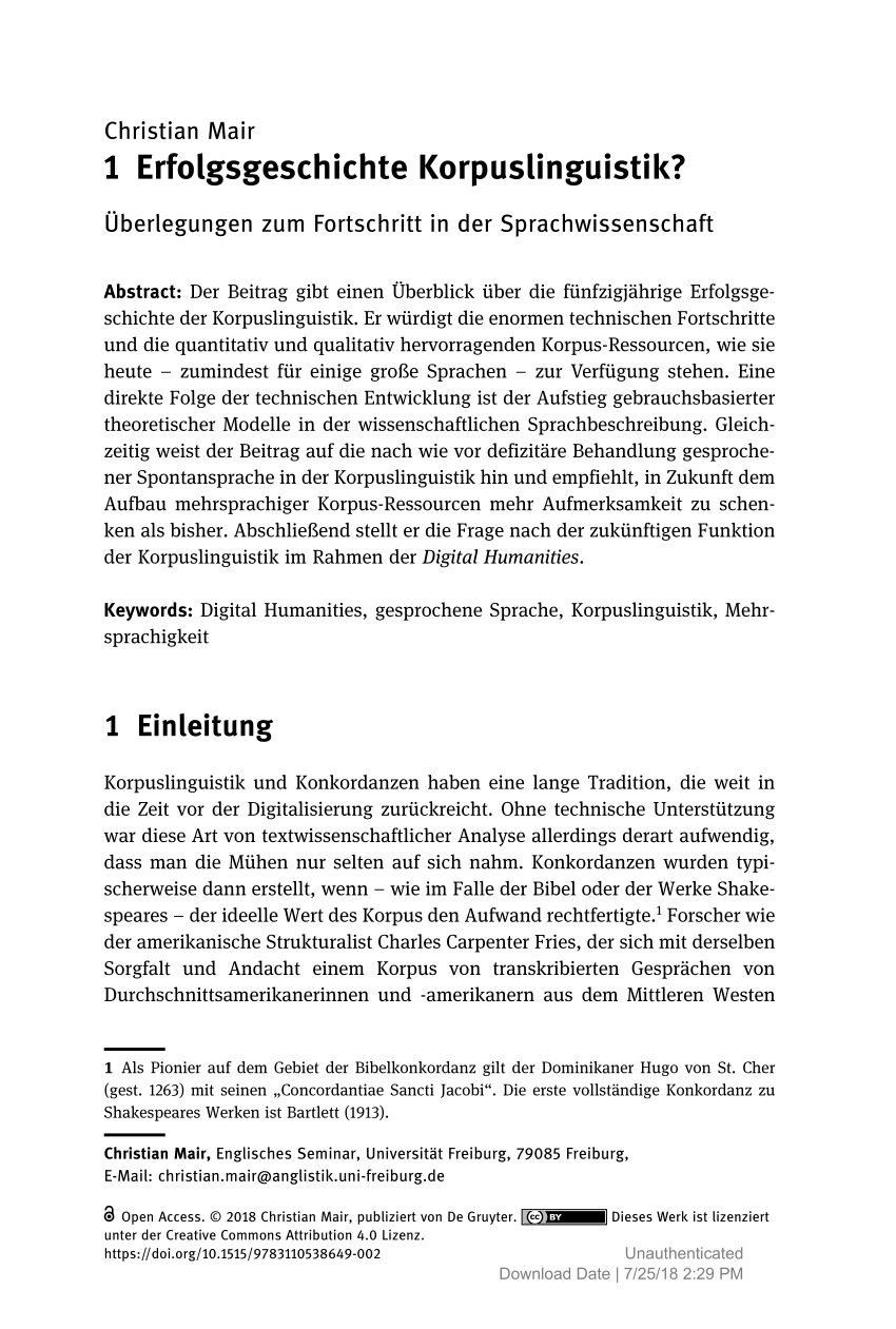 Pdf 1 Erfolgsgeschichte Korpuslinguistik