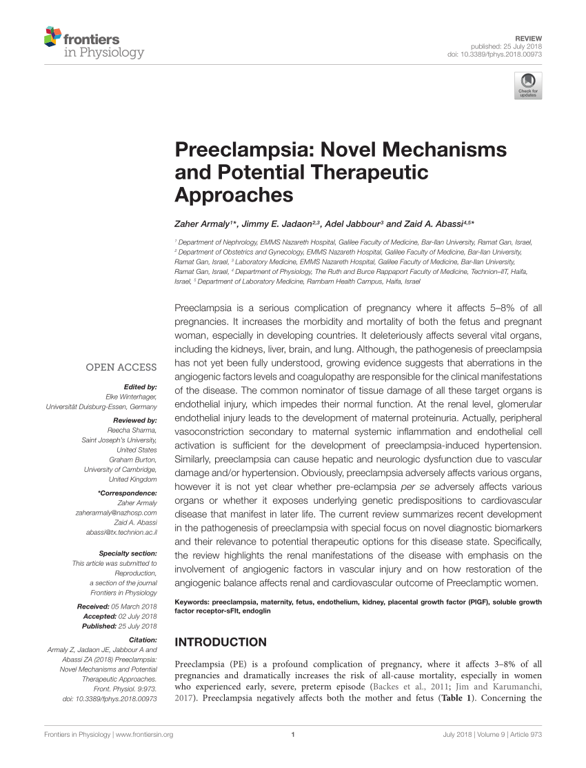 research articles for preeclampsia