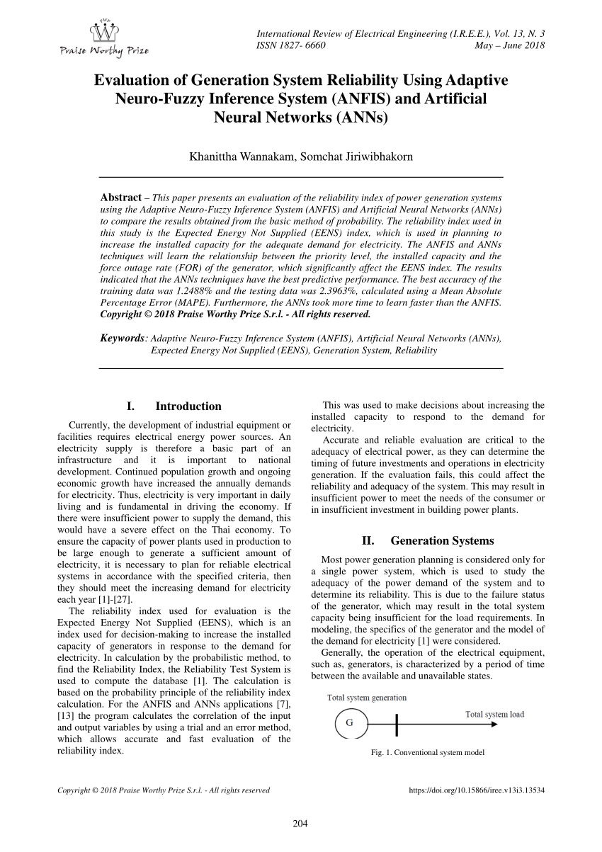 PDF) Evaluation of Generation System Reliability Using Adaptive 