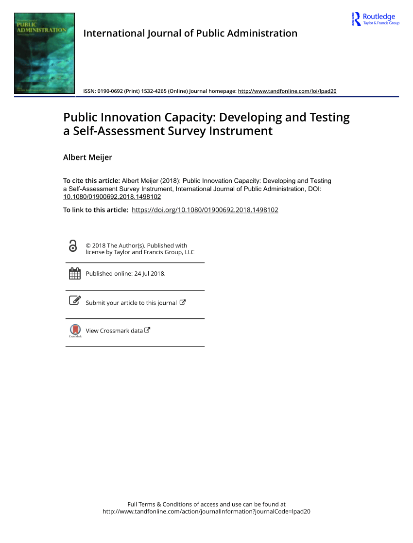 Pdf Public Innovation Capacity Developing And Testing A Self Assessment Survey Instrument