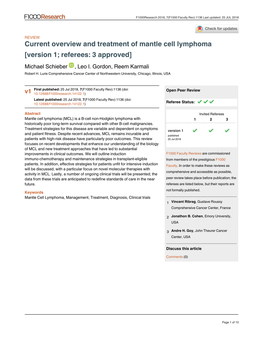 Treatment for mantle cell lymphoma