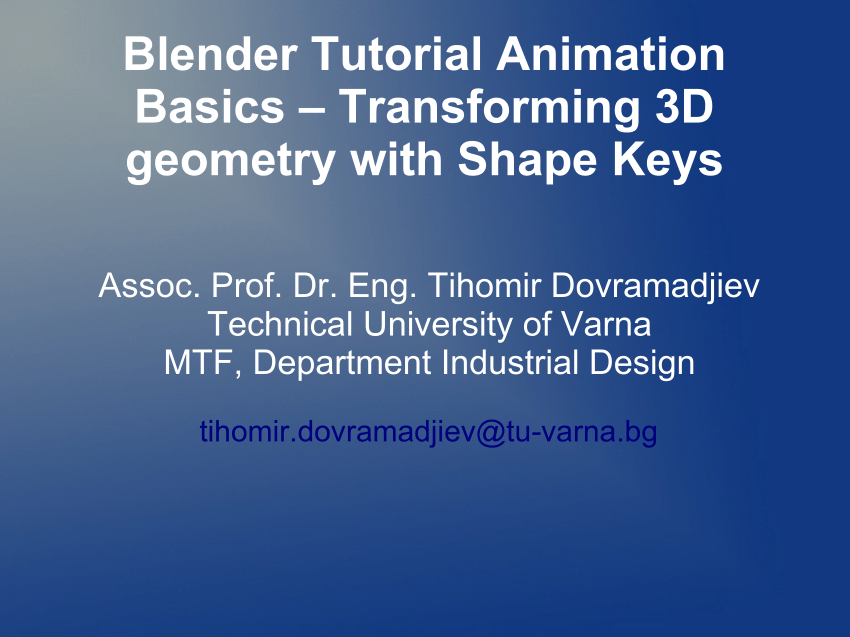 (PDF) Blender Tutorial Animation Basics-Transforming 3D geometry with
