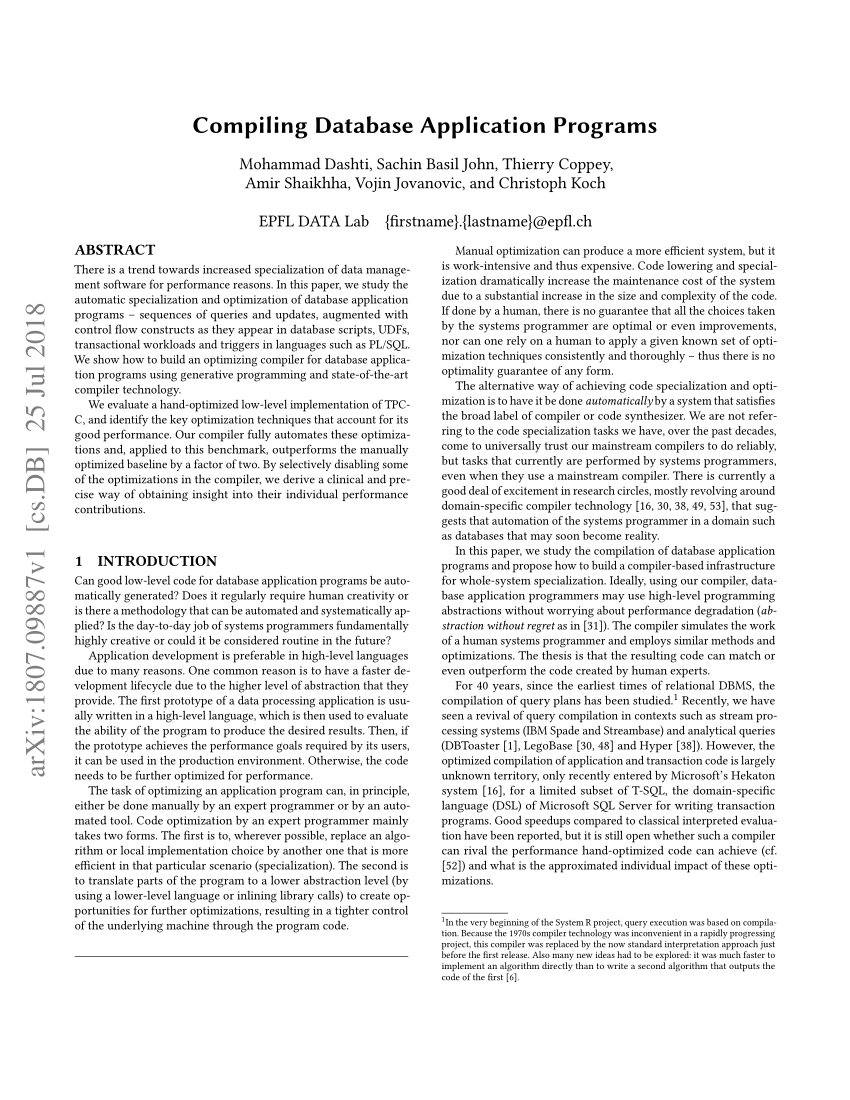 PDF Compiling Database Application Programs