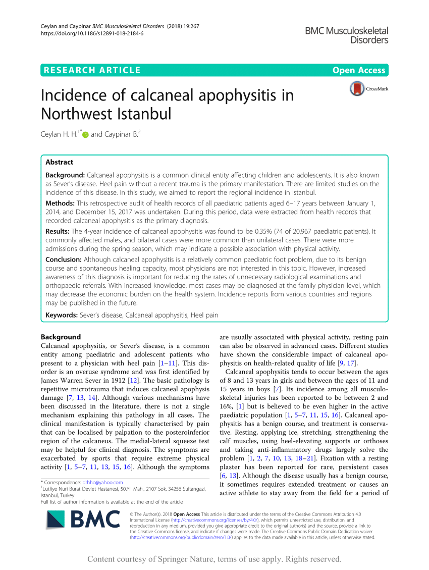 pdf incidence of calcaneal apophysitis in northwest istanbul