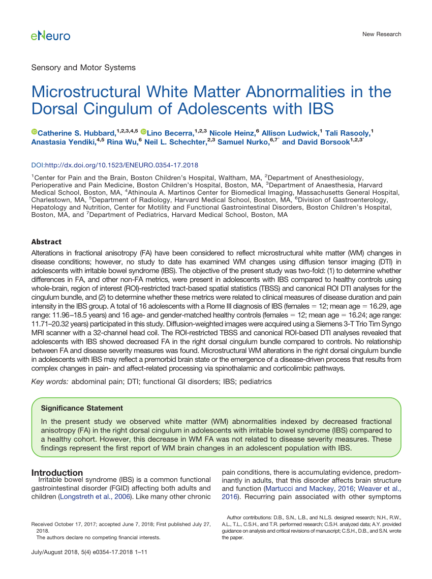 PDF) Microstructural White Matter Abnormalities in the Dorsal ...