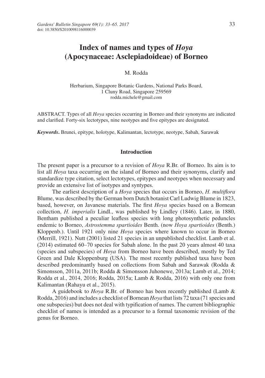 PDF) The taxonomy of Hoya micrantha and Hoya revoluta (Apocynaceae