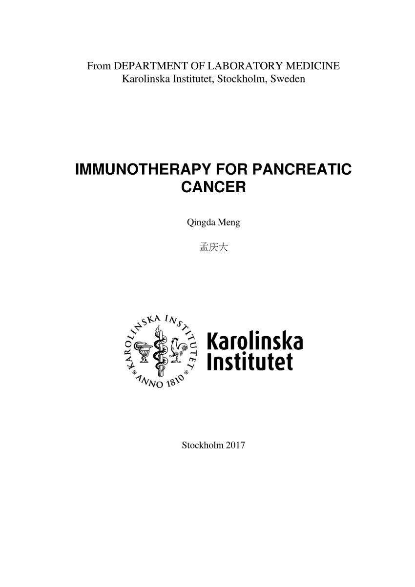 Pdf Immunothreapy For Pancreatic Cancer