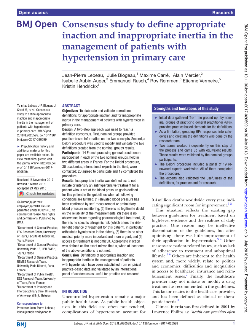 Home blood pressure monitoring in cases of clinical uncertainty to  differentiate appropriate inaction from therapeutic inertia