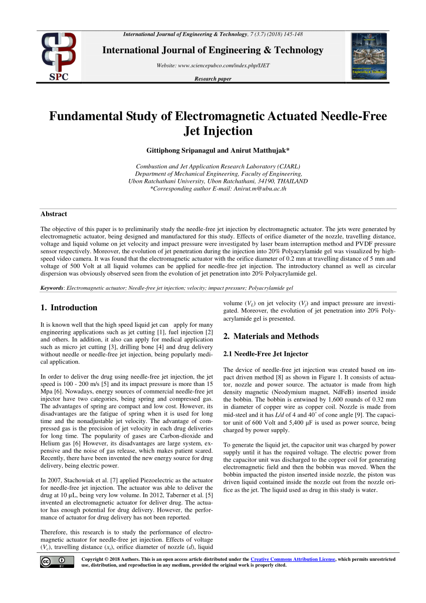 (PDF) Fundamental Study of Actuated NeedleFree Jet