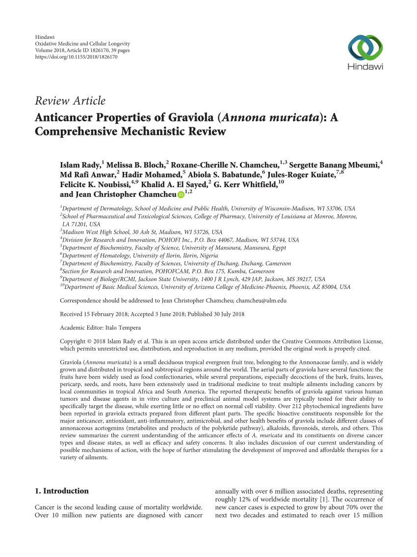 Pdf Anticancer Properties Of Graviola Annona Muricata A Comprehensive Mechanistic Review