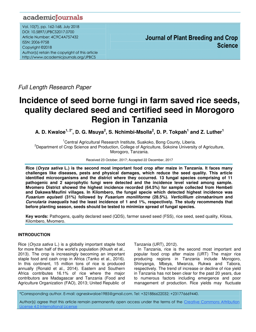 research paper on seed borne fungi