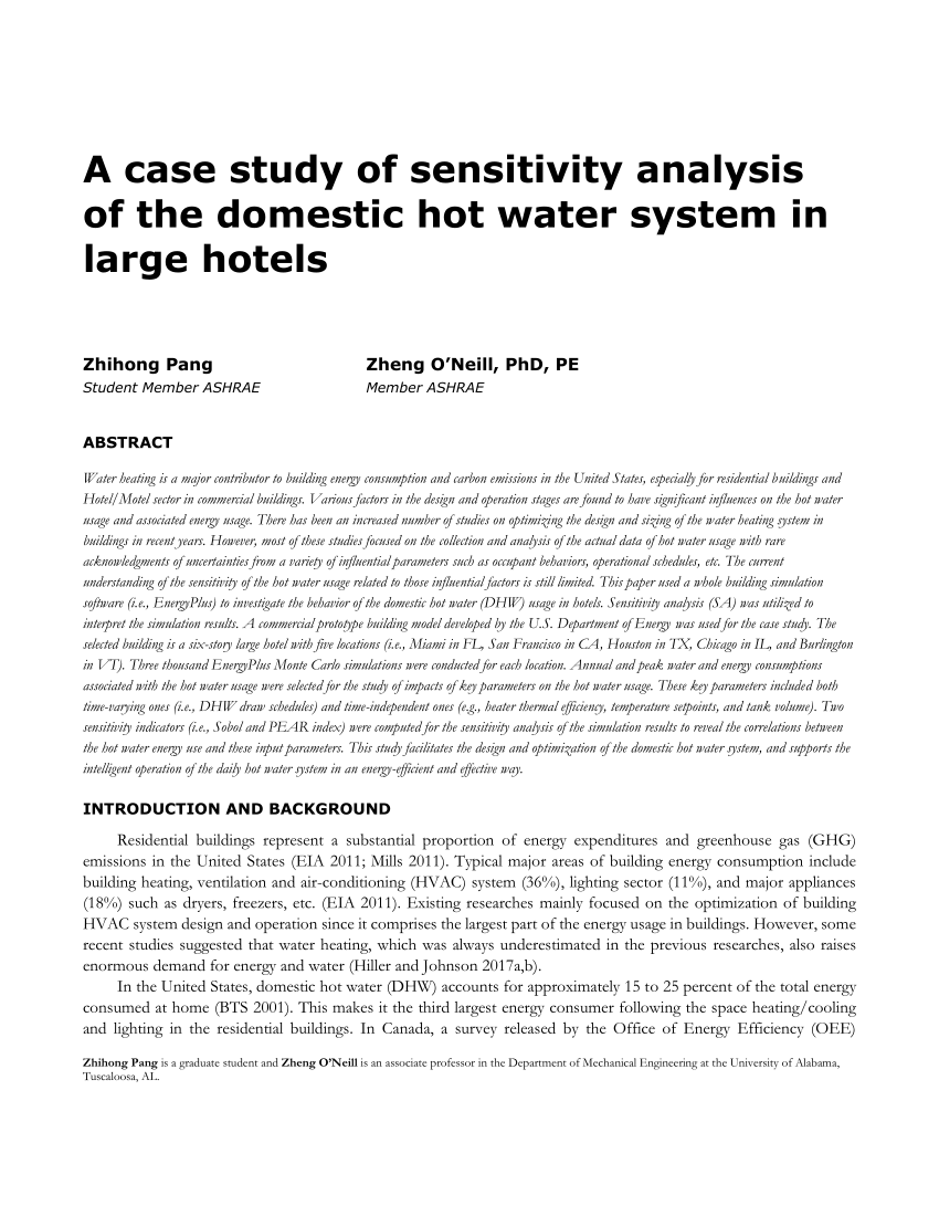 case study of sensitivity analysis