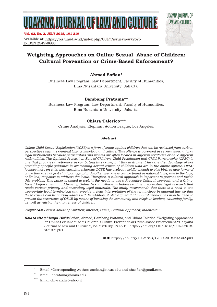 Minor Porn Indonesia - PDF) Weighting Approaches on Online Sexual Abuse of Children: Cultural  Prevention or Crime-Based Enforcement?