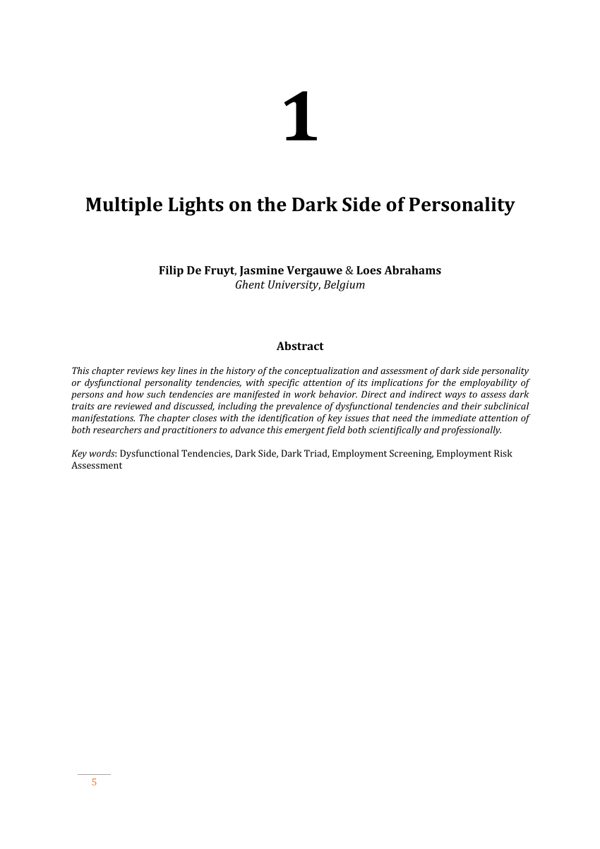 PDF) Multiple lights on the dark side of personality