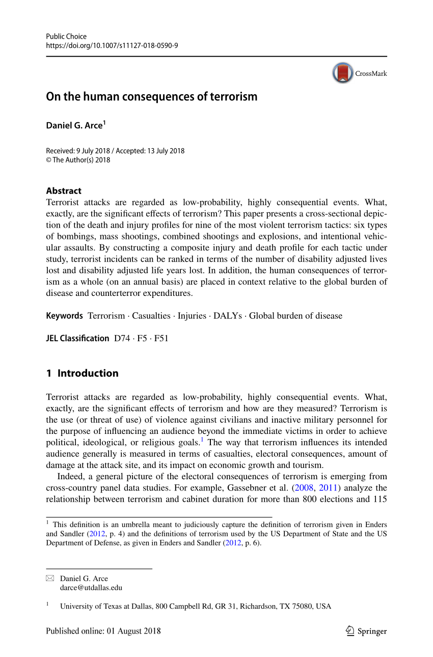 literature review consequences of terrorism