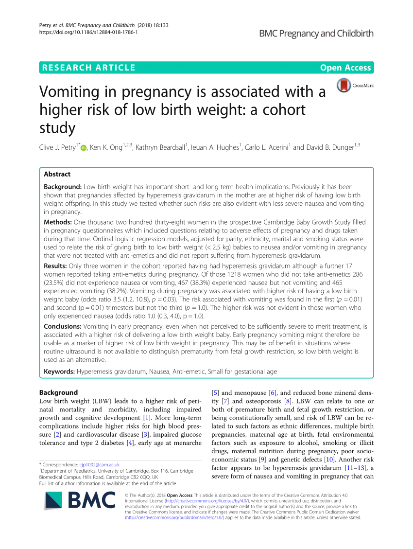 Vomiting During Pregnancy, PDF, Nausea