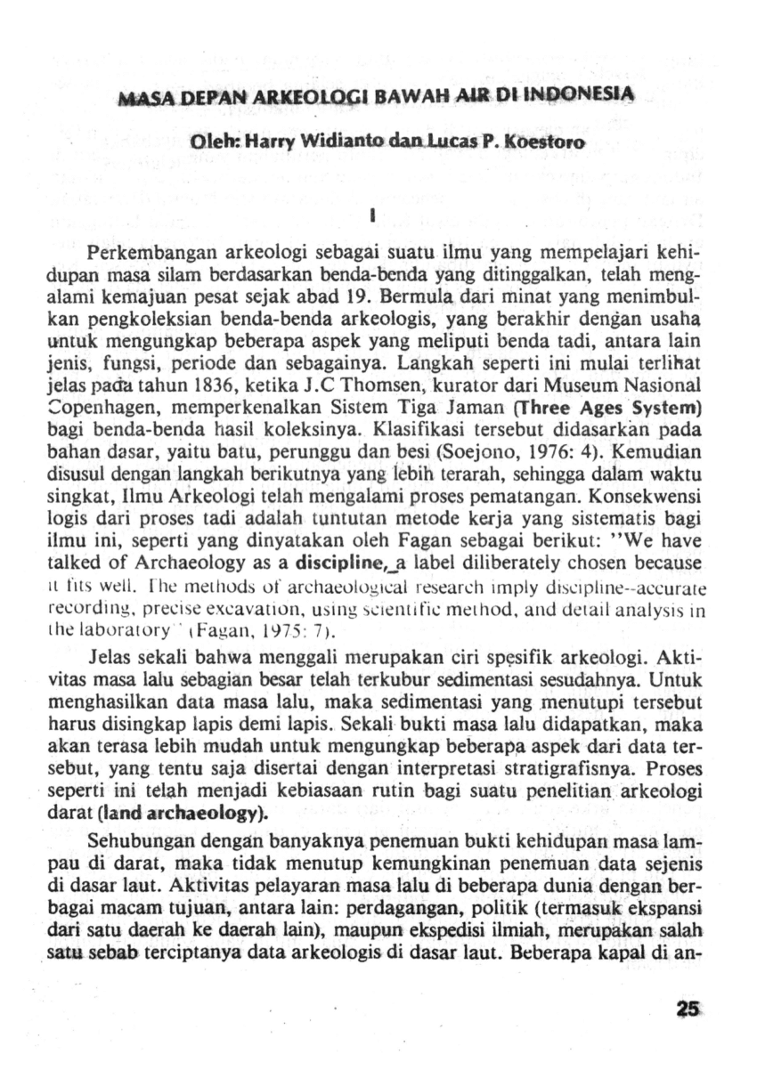 Pdf Masa Depan Arkeologi Bawah Air Di Indonesia