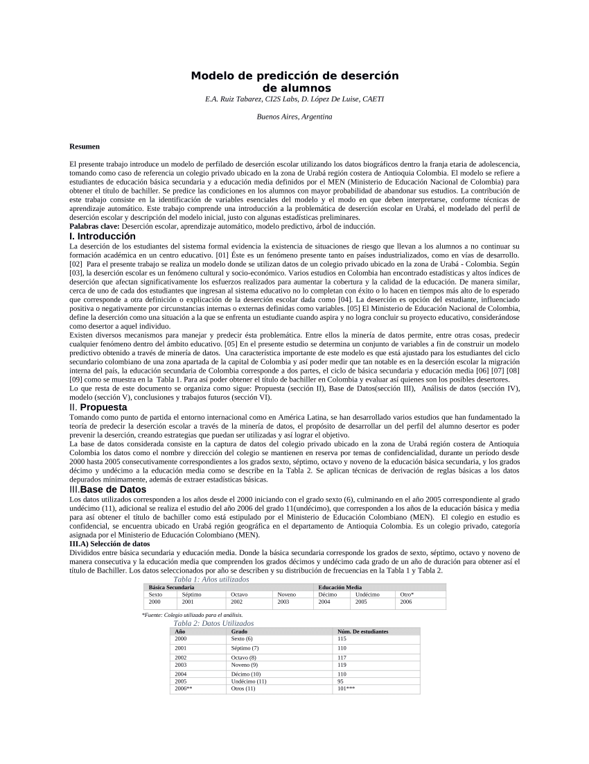 PDF) Modelo de predicción de deserción de alumnos