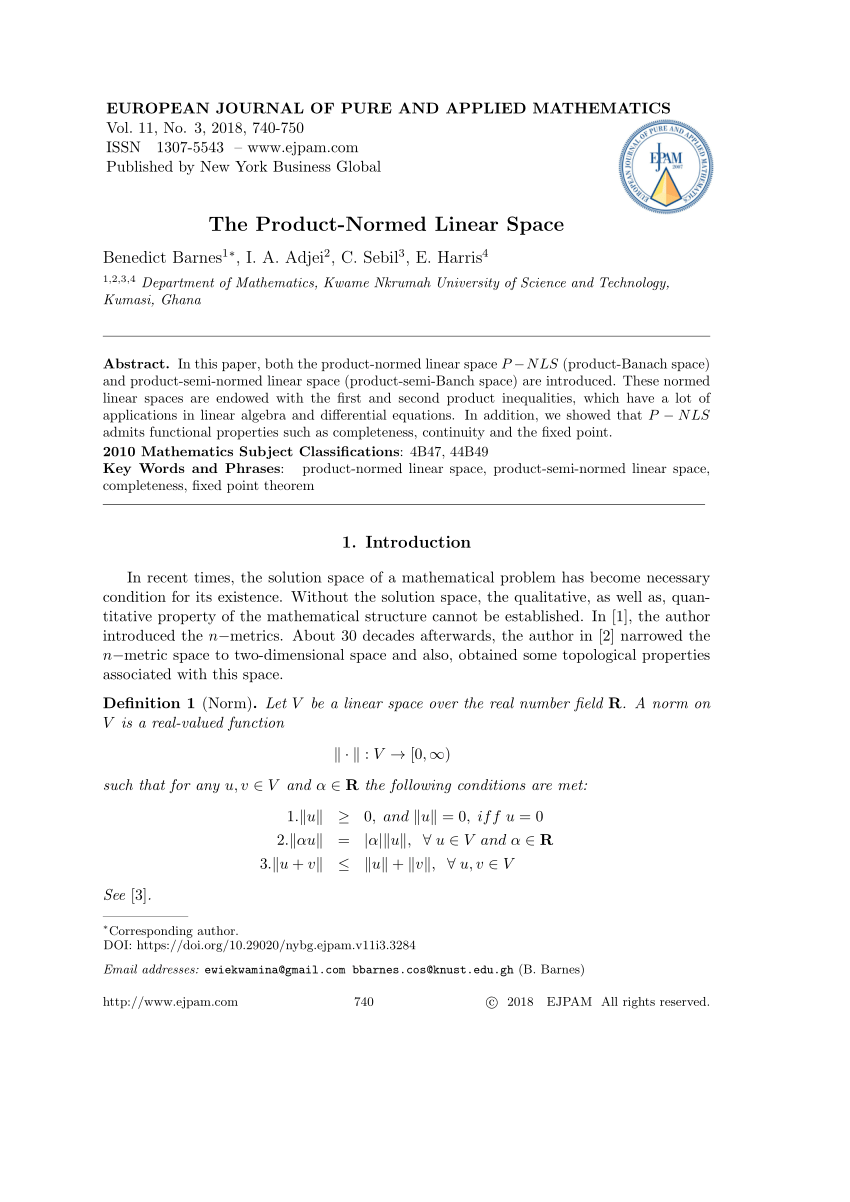 Pdf Product Normed Linear Space