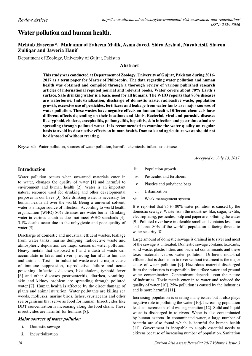 environment and human health essay pdf