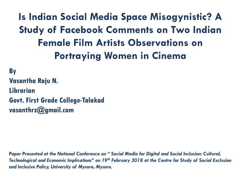 (PDF) Is Indian Social Media Space Misogynistic? A Study ...