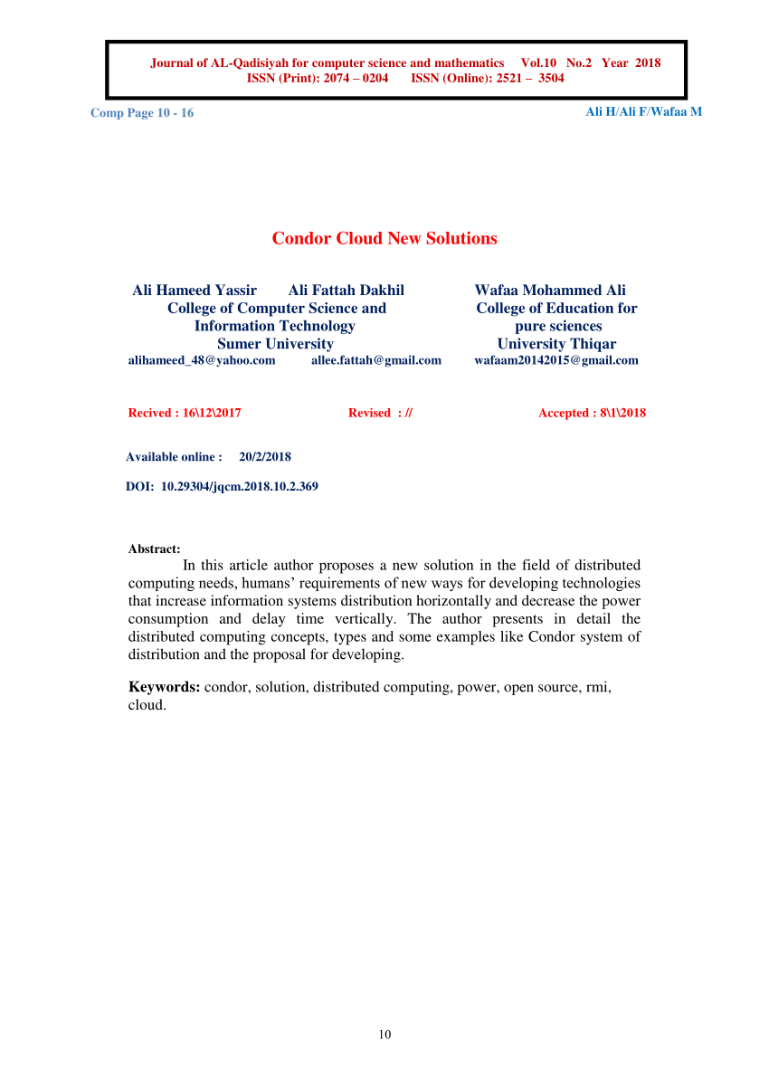 PDF) Condor Cloud New Solutions