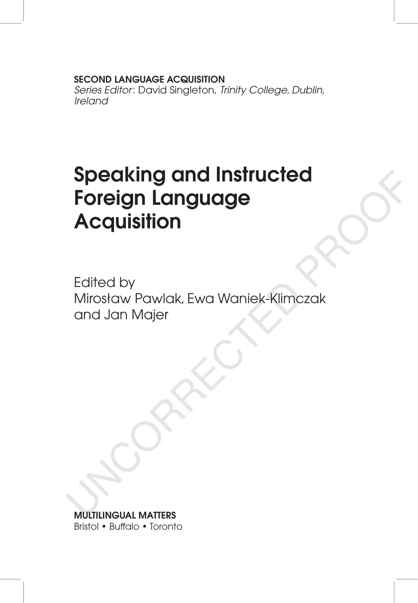 PDF) Speaking and instructed foreign language acquisition