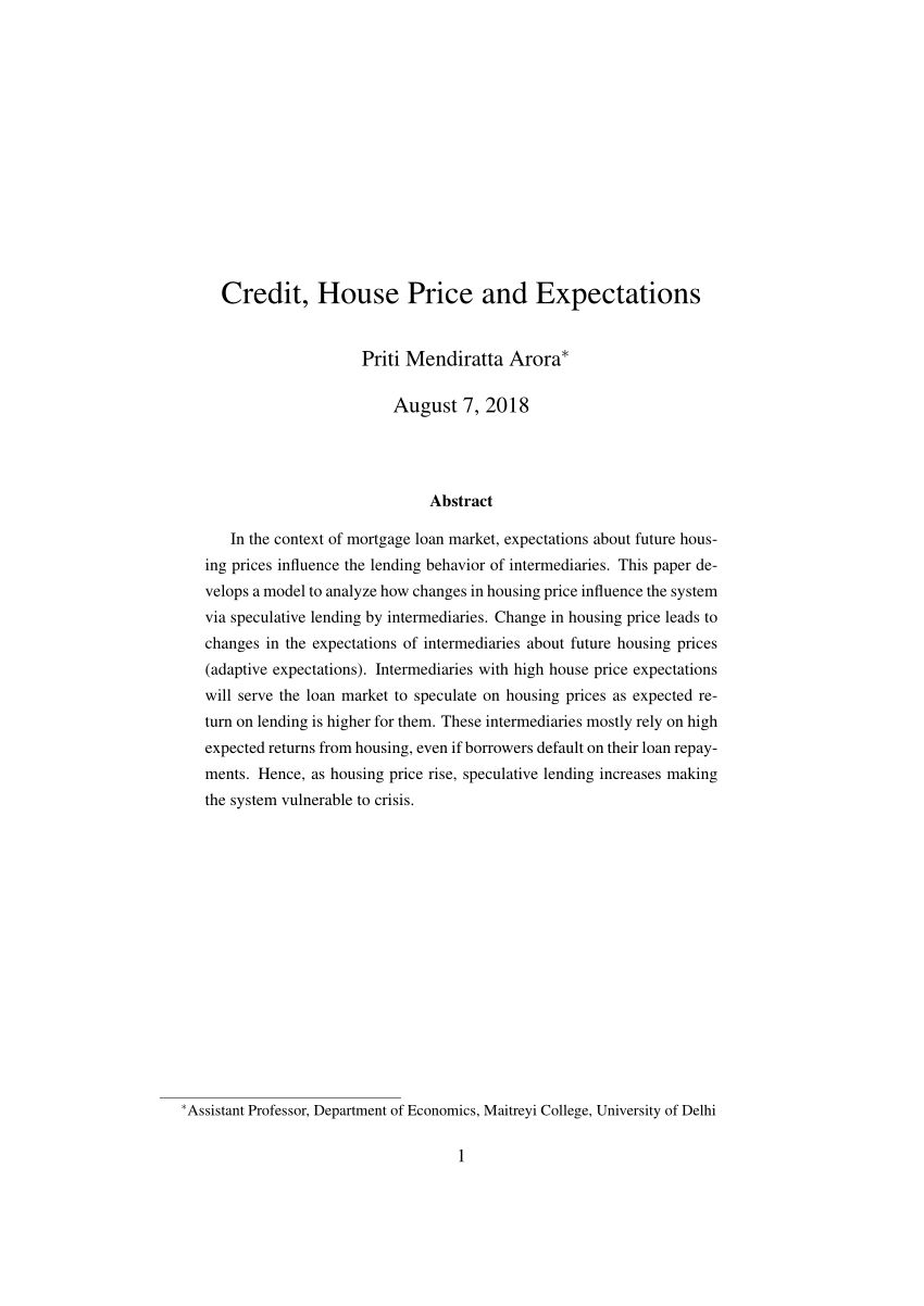 (PDF) Credit, House Price and Expectations