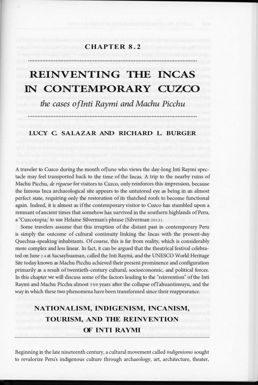 PDF) Reinventing the Incas in contemporary Cuzco: The cases of