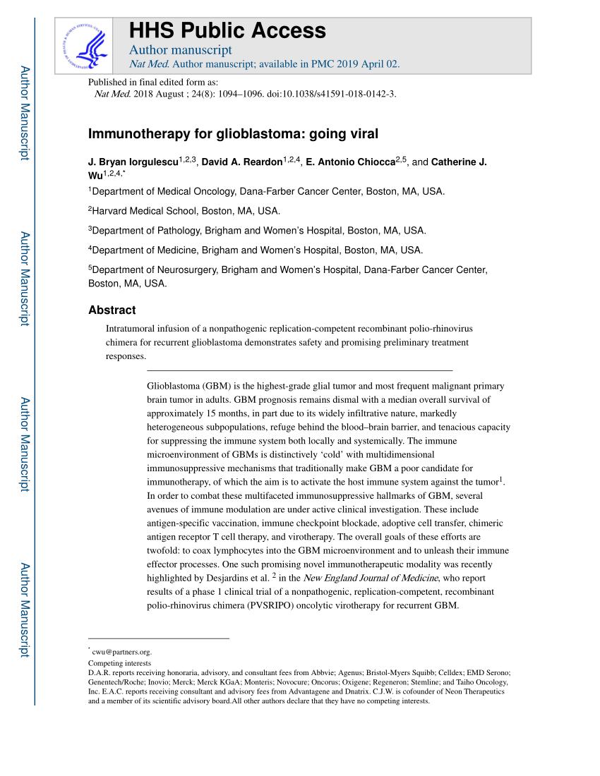 (PDF) Immunotherapy for glioblastoma going viral